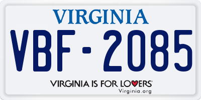 VA license plate VBF2085