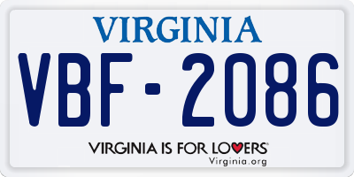 VA license plate VBF2086