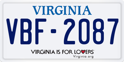 VA license plate VBF2087