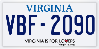 VA license plate VBF2090