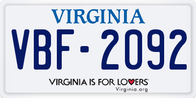 VA license plate VBF2092