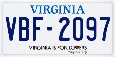 VA license plate VBF2097