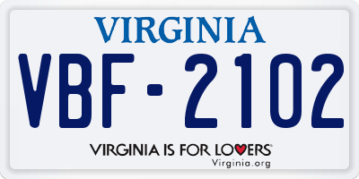 VA license plate VBF2102