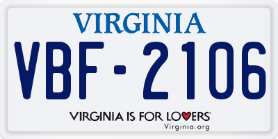 VA license plate VBF2106
