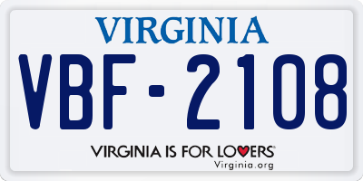 VA license plate VBF2108
