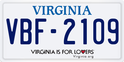 VA license plate VBF2109