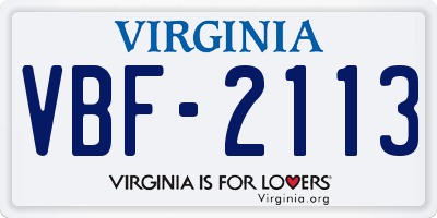 VA license plate VBF2113