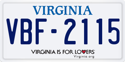 VA license plate VBF2115