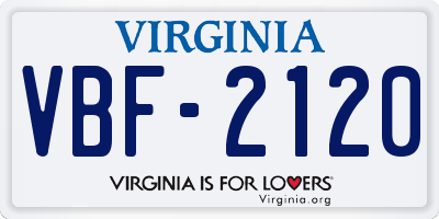 VA license plate VBF2120