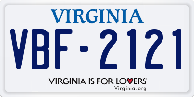 VA license plate VBF2121