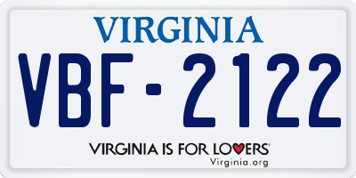 VA license plate VBF2122