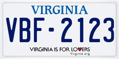 VA license plate VBF2123