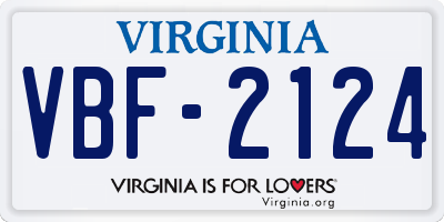 VA license plate VBF2124