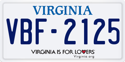 VA license plate VBF2125