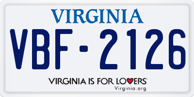 VA license plate VBF2126
