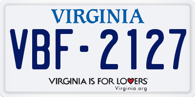 VA license plate VBF2127