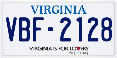 VA license plate VBF2128