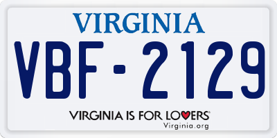 VA license plate VBF2129