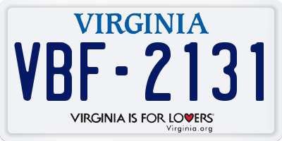 VA license plate VBF2131