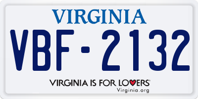 VA license plate VBF2132