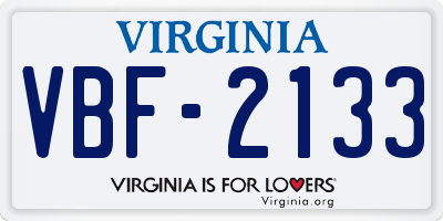 VA license plate VBF2133