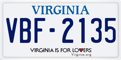 VA license plate VBF2135