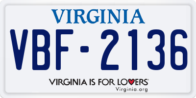 VA license plate VBF2136