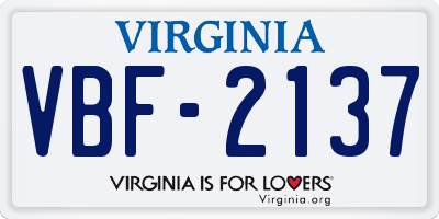 VA license plate VBF2137