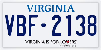 VA license plate VBF2138