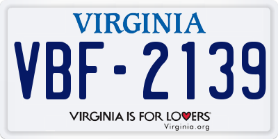 VA license plate VBF2139