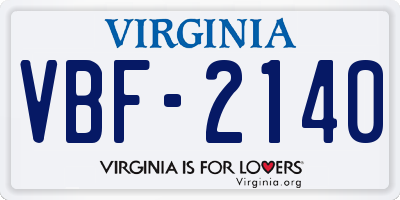 VA license plate VBF2140