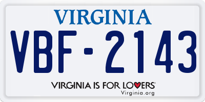 VA license plate VBF2143