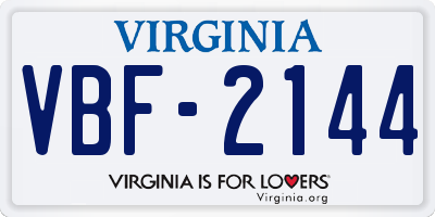VA license plate VBF2144