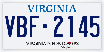 VA license plate VBF2145