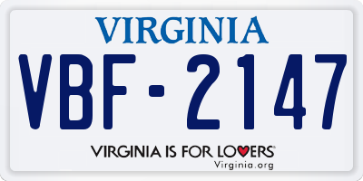 VA license plate VBF2147