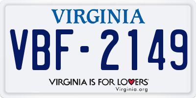 VA license plate VBF2149
