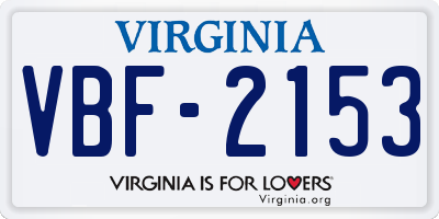 VA license plate VBF2153