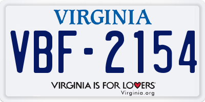 VA license plate VBF2154