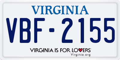 VA license plate VBF2155