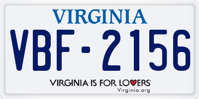 VA license plate VBF2156