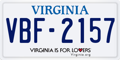 VA license plate VBF2157