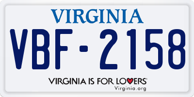 VA license plate VBF2158