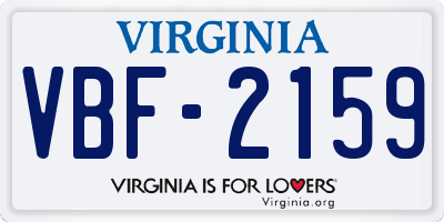 VA license plate VBF2159