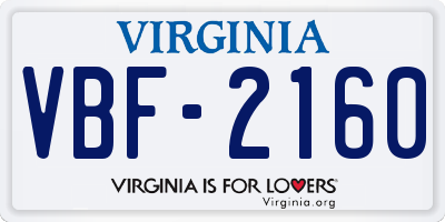 VA license plate VBF2160