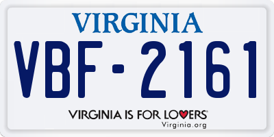 VA license plate VBF2161