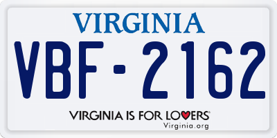 VA license plate VBF2162