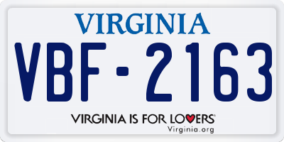 VA license plate VBF2163