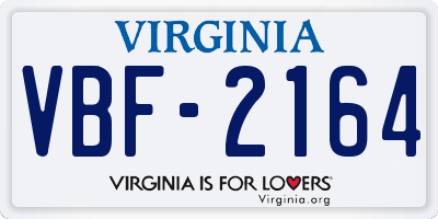 VA license plate VBF2164
