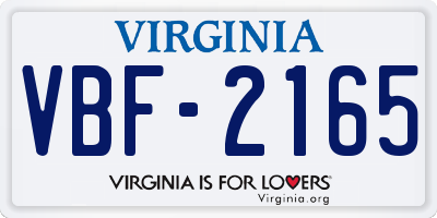 VA license plate VBF2165