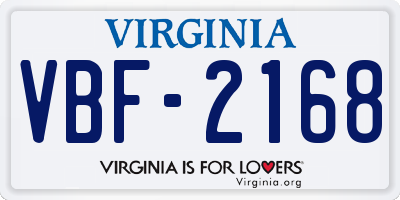 VA license plate VBF2168